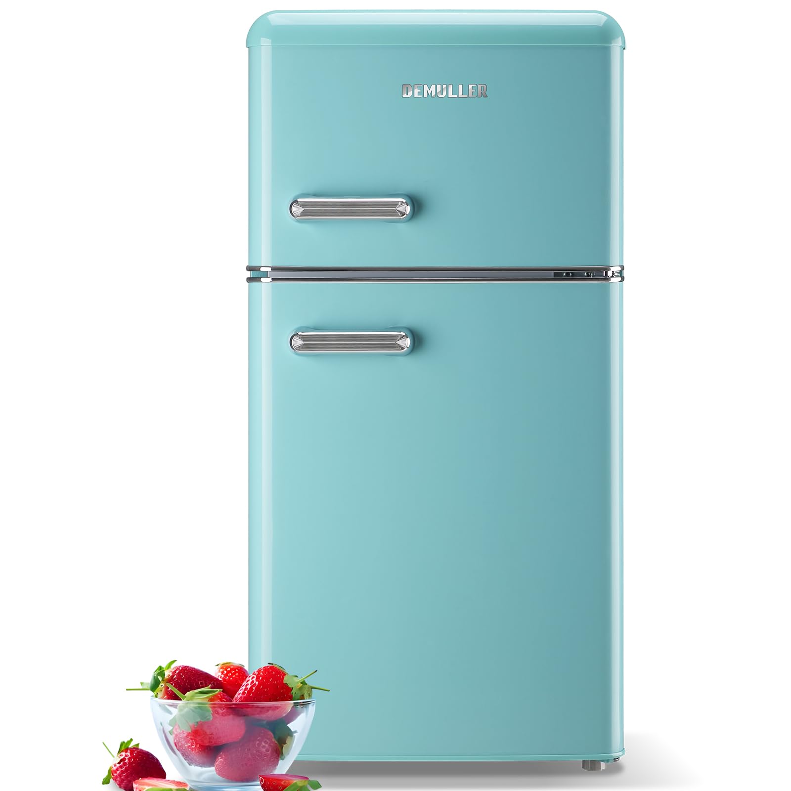 Demuller 3.5 Cu.Ft Retro Mini Fridge With Double Door Small Refrigerator With Top Freezer & Egg Rack & 7 Adjustable Temperature & Apartment Size Blue on Fridge.com - View 1