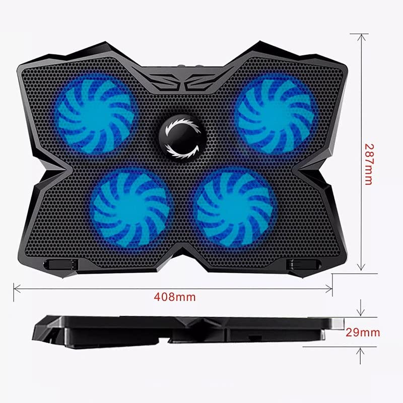 Base refrigeradora para laptop de 15,6" y 17", con 4 ventiladores silenciosos, altura ajustable y 2 puertos USB miniatura 6