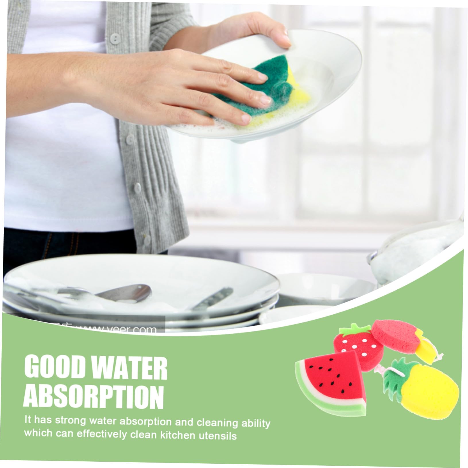 Homoyoyo 4pièces Éponges Vaisselle Récurantes Écologiques Forme Fruits Absorbantes Et Pratiques pour Cuisine Nettoyage De Vaisselle Plans De Travail Et Surfaces Diverses