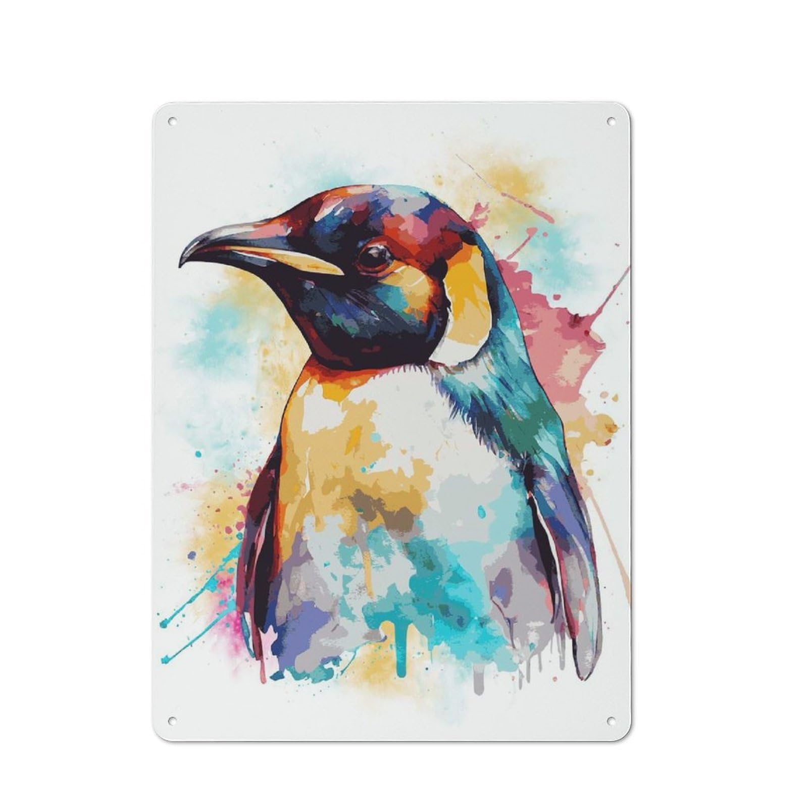 Junmoney Style Abstract Penguin Painting Rustic Metal Sign 40X30cm For Café Or Restaurant, Suited To Café Owners And Decorators
