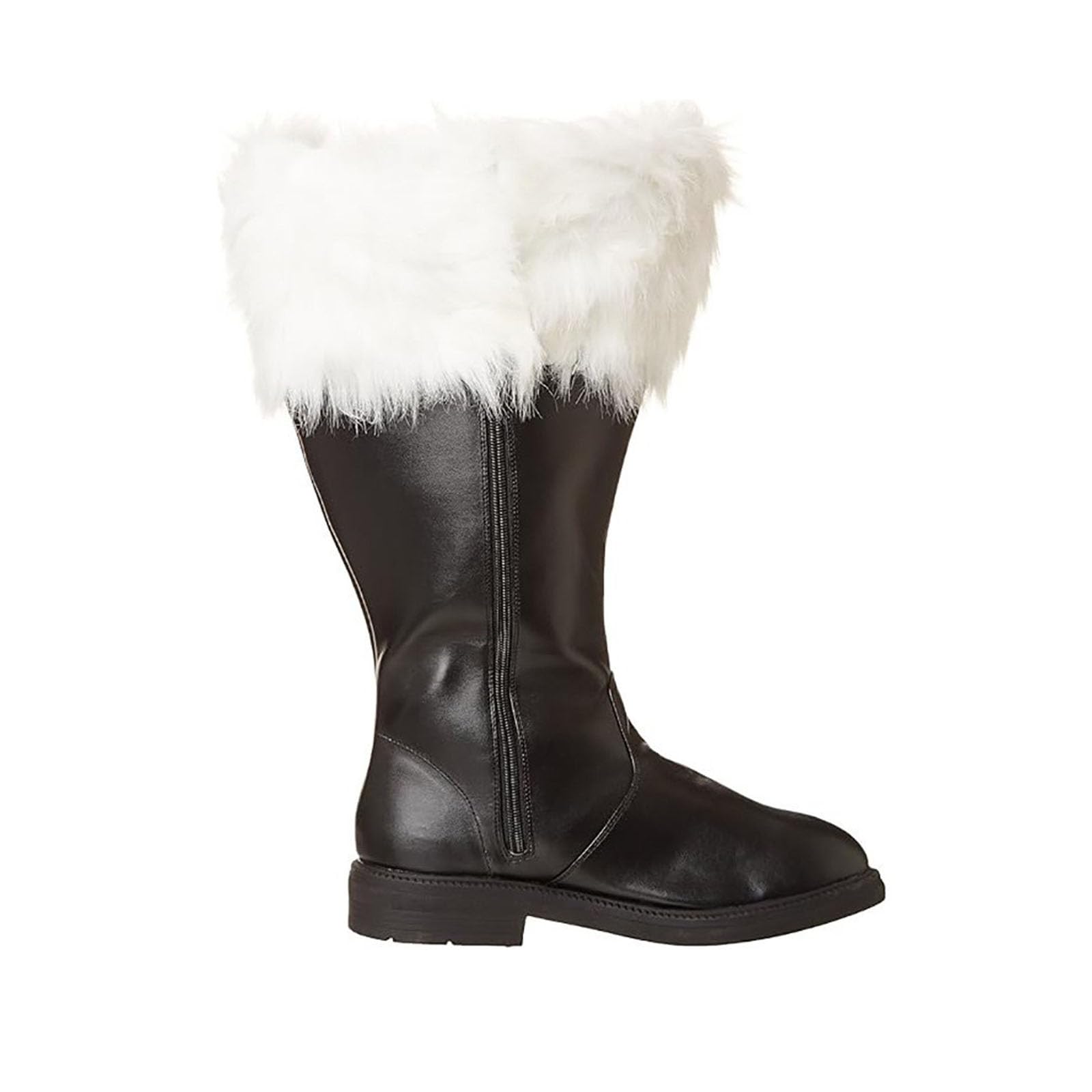 size 15;5/Mens Women Christmas Santa Claus Boots Black Boots Wide Calf With White Fur for Halloween Christmas