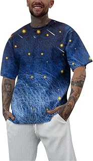 Heavyweight Cotton T Shirt Gym Shirt Mens T Shirt Retro Big and Tall Shirts Hip Hop Disco Short Sleeve Shirts for Men Mens Long Sleeve Layering Top