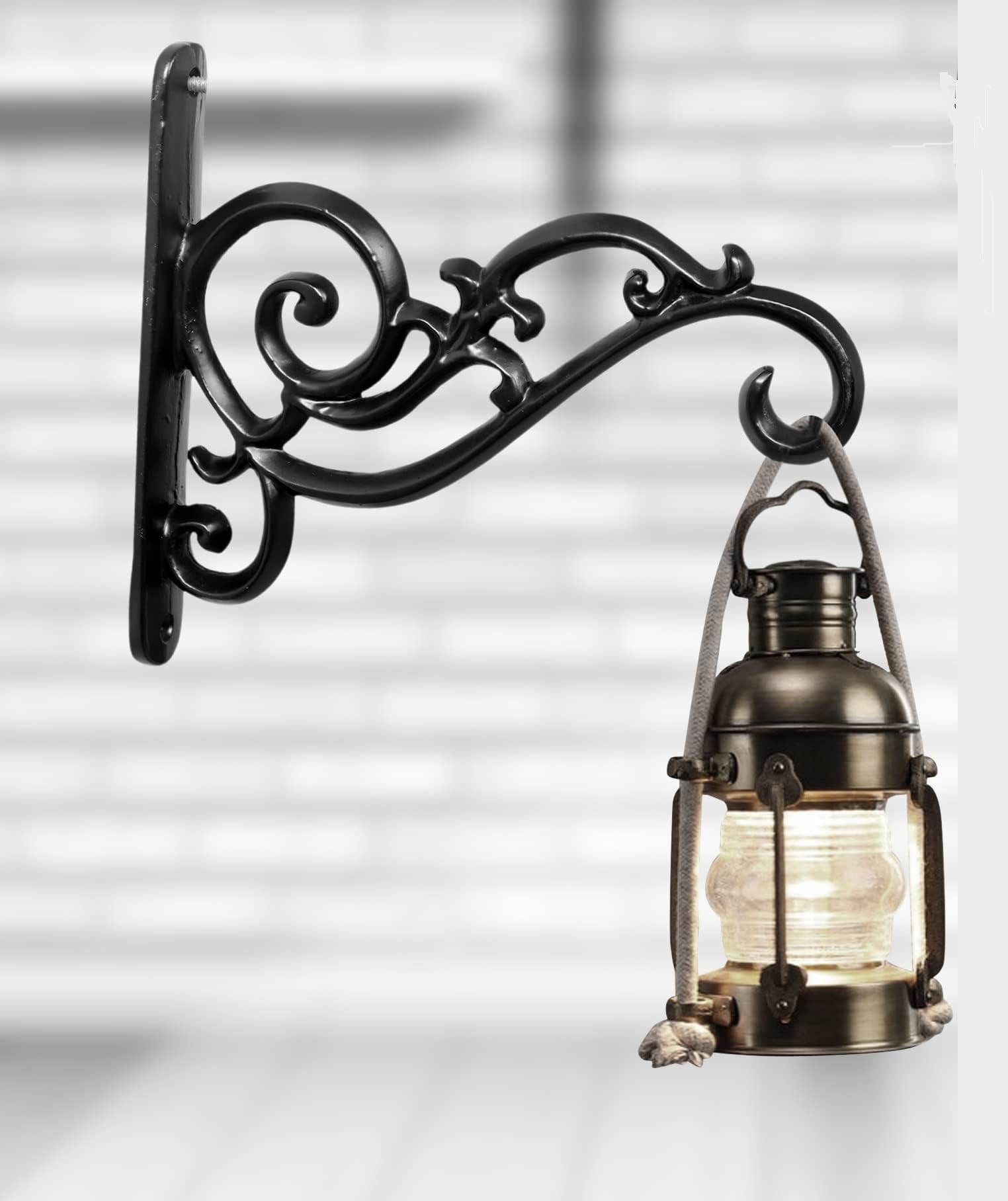 GHAR DWAR Metal Wall Hook Hanging Plant Bracket Decorative Straight Plant Hanger for Pots, Bird Feeders, Planters, Lanterns, Macrame, Wind Chimes Indoor Outdoor (Pack of 1, Black)