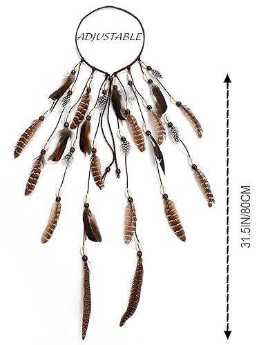 Miniatura 4 de Diademas de plumas bohemias, tocado indio, banda para el pelo gitana, diadema hippie ajustable, accesorios para el cabello de plumas largas para