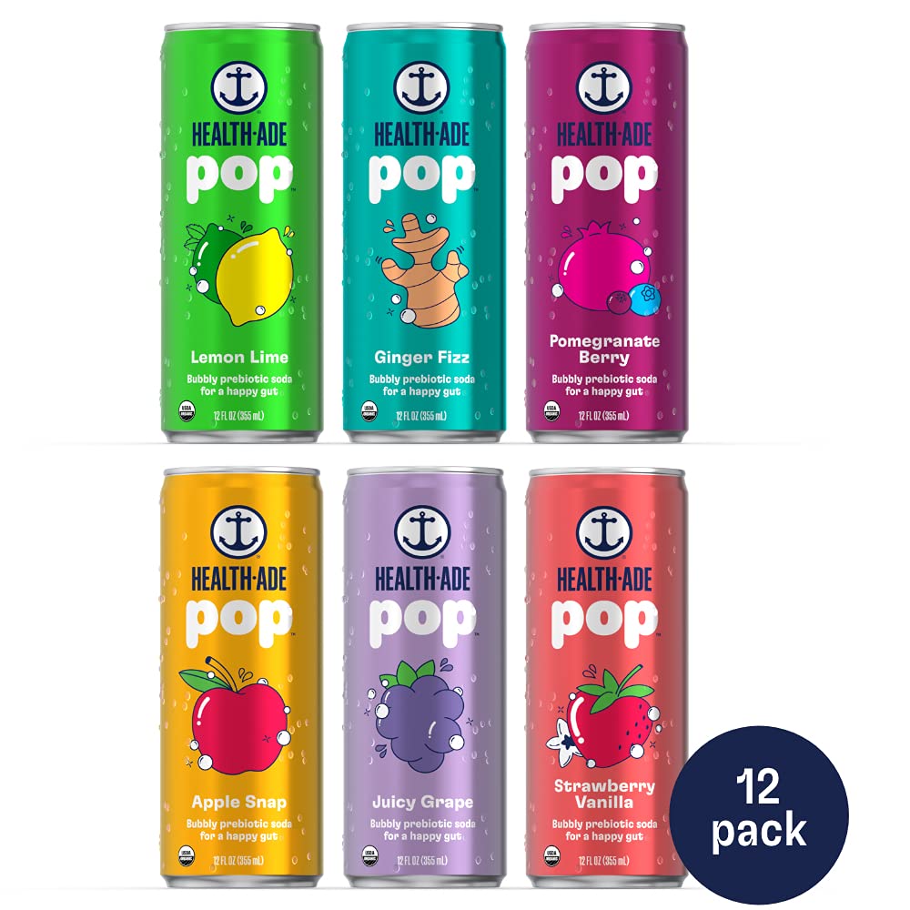 HealthAde Pop Vegan Organic Prebiotic Soda for Gut Health, Healthy Soda with Antioxidants