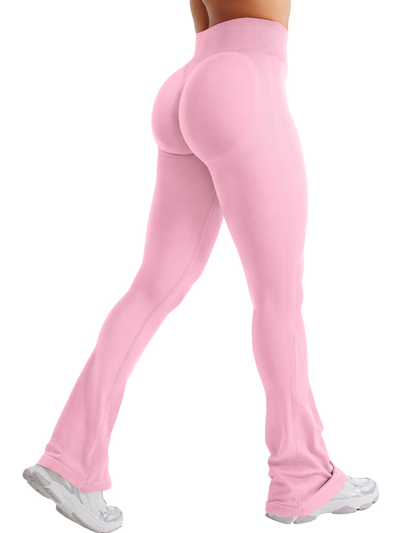 ZAAYO Flared Leggings Damen Invisible Scrunch Butt Yogahose Damen Push Up Sport Leggings Flared Sporthose Hohe Taille Schlaghose Bootcut Gym Yoga Workout Leggings