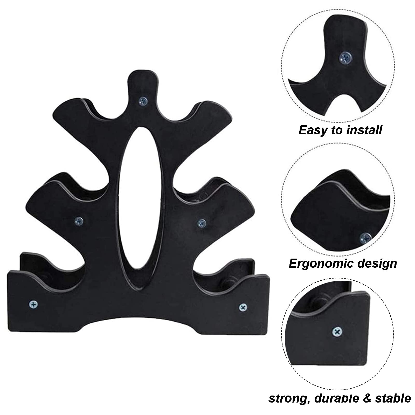 Support Haltères Multifonctionnel 3 Niveaux - Arbre à Poids Noir Compact Pour Gym Et Fitness à Domicile