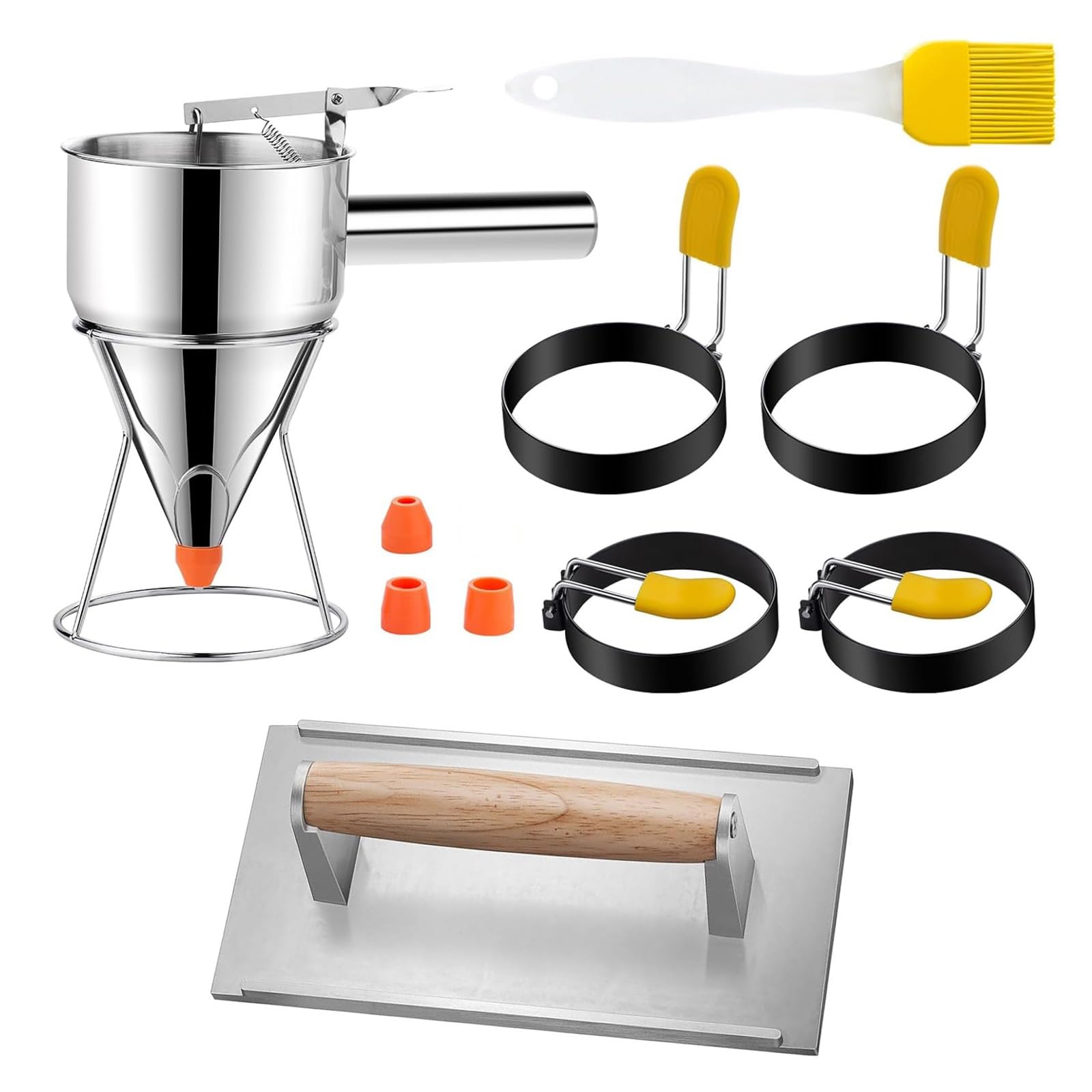 Edelstahl Teigspender, Backzubehör, Pastenspender, Backteig Trichter, geeignet für Waffeln und Kuchen, Speckpresse
