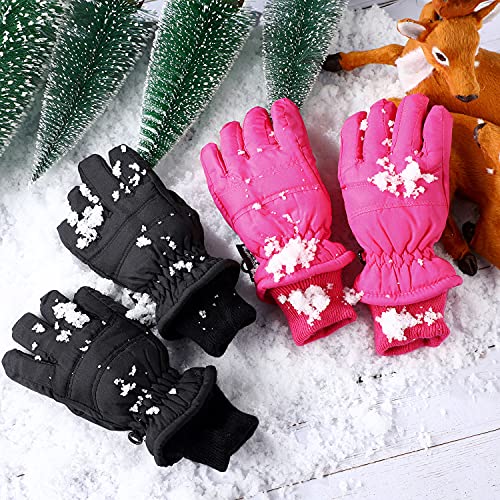 Boao 2 Pairs Kids Winter Ski Gloves Waterproof Warm Snow Mittens Full Finger Gloves For 1-3 Years Toddlers Infants #TOP6
