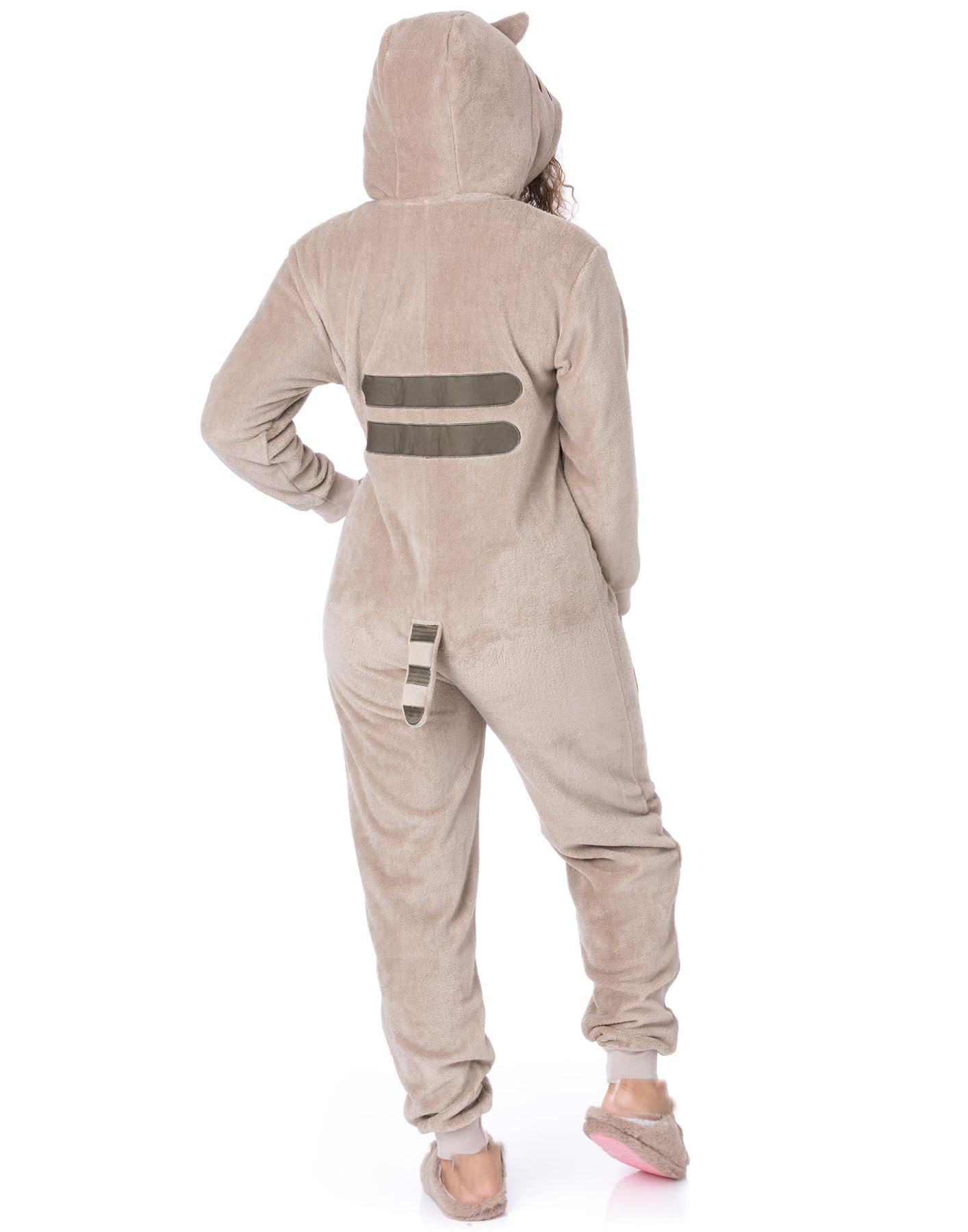 Pusheen The Cat Onesie Damskie | Damska piżama Novelty Brown All In One | Cartoon Cat z uszami 3D Tail Character Odzież domowa | Prezenty towarowe Pusheen