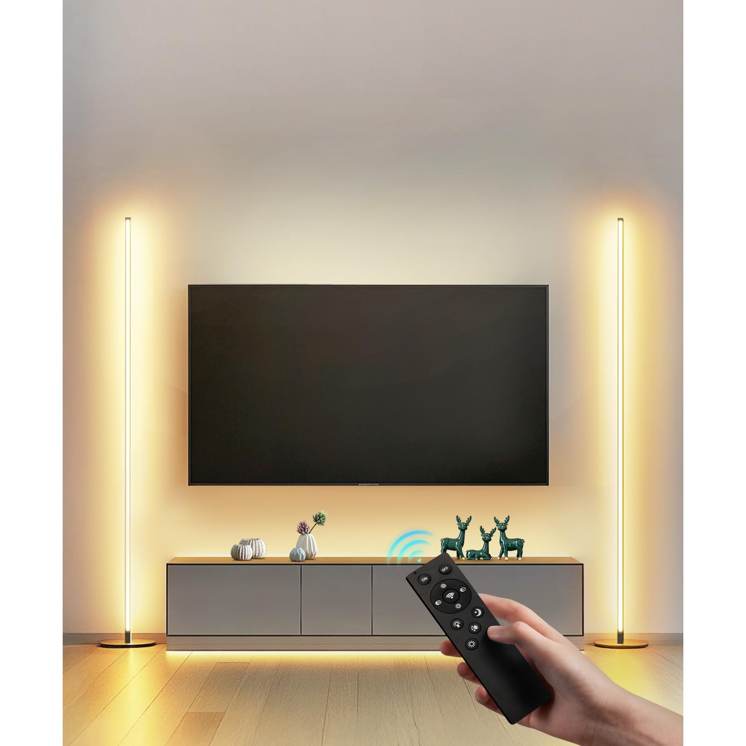 Photo 1 of *MISSING PARTS - see clerk notes*
unionlux Corner Floor Lamp 2 Pack, Minimalist Dimmable LED Corner Lamp with Remote, Modern Floor Lamp for Living Room Bed Room, Stepless Adjustable Color Temperature