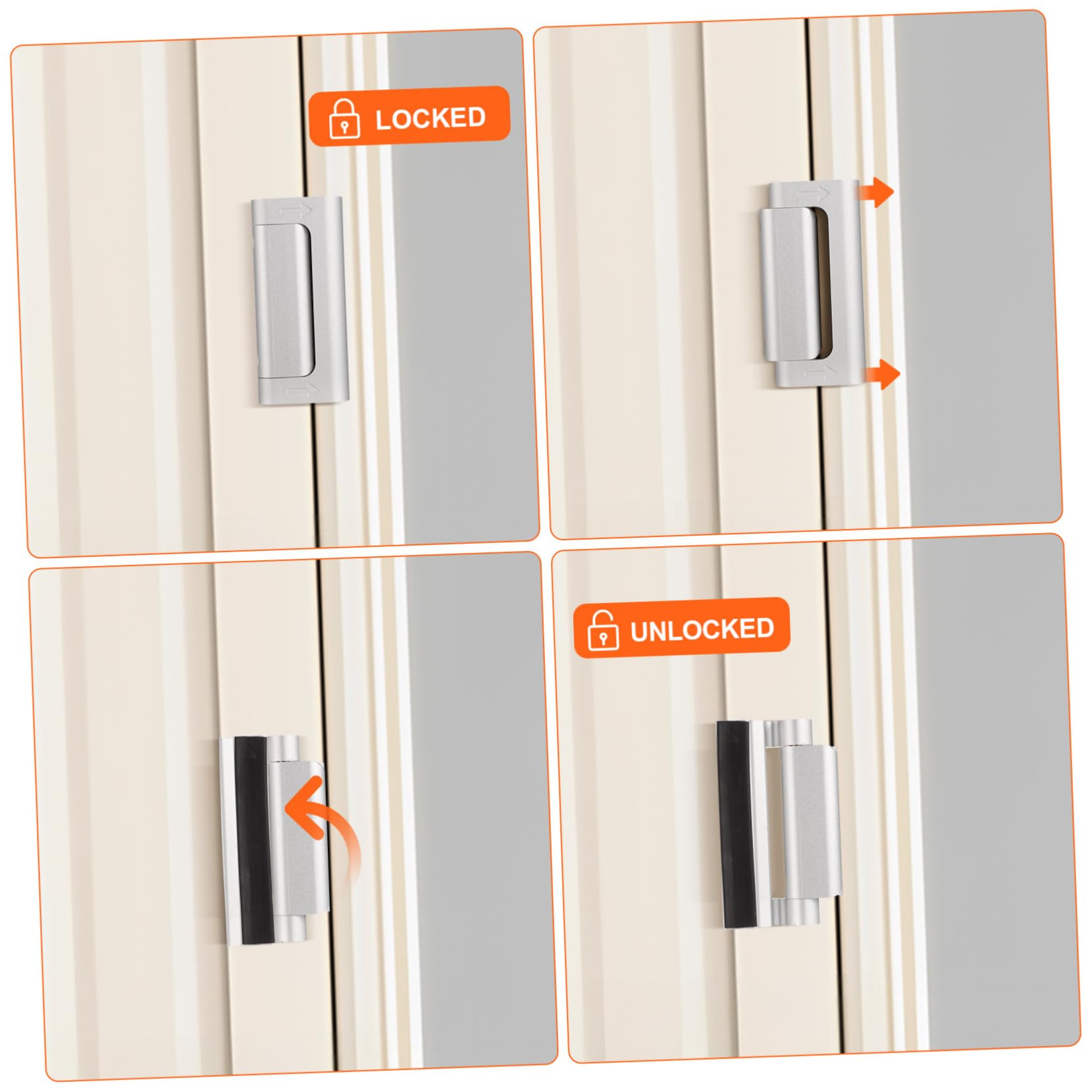 SHINEOFI 2pezzi Serratura Di Rinforzo Per Porta Interna Dispositivi Di Sicurezza Per Porte Serrature Di Sicurezza Per Porta d Ingresso Realizzata in Lega Di Alluminio Facile Da Installare e