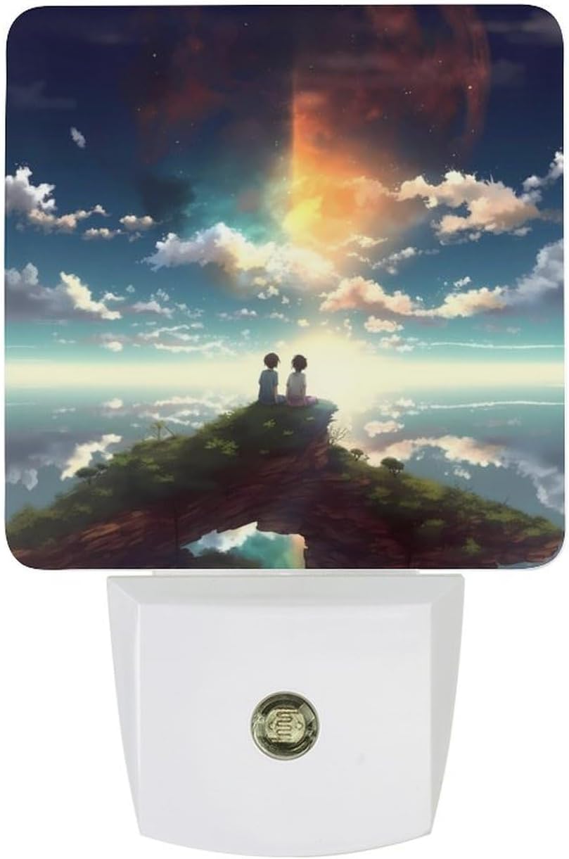 Night Light Plug Into Wall Anime Sky Nightlight Dusk to Dawn Sensor Warm White LED Light Energy Efficient Lamp for Bedroom Bathroom Kitchen Hallway Stairs, 11.5x7.5x5cm, JJ0523003