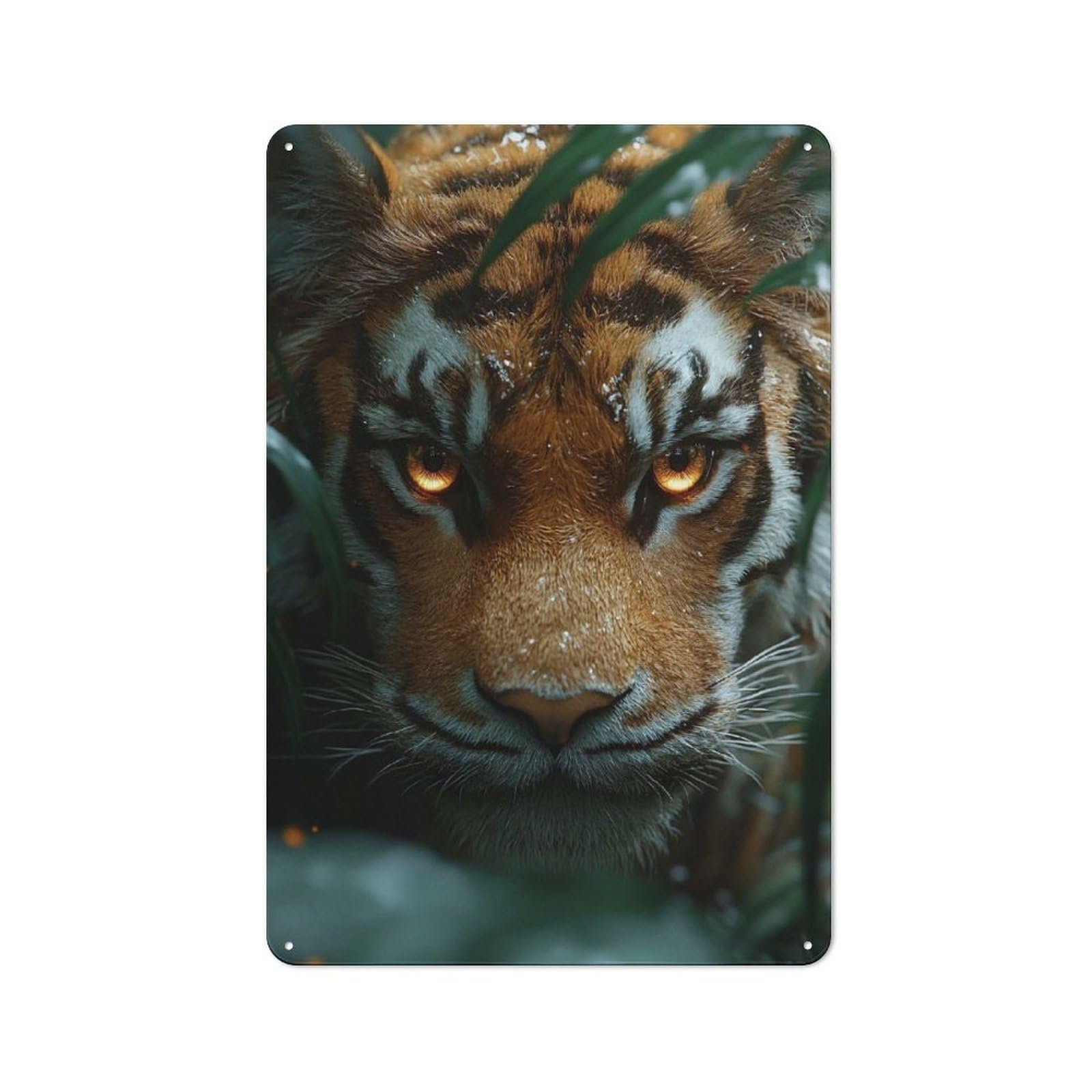 Junmoney Style-5 Intense Tiger Gaze In Jungle Vintage Metal Sign 30X20cm, Rustic Classic Pub Decor For Bar, Kitchen, Garage Or Games Room