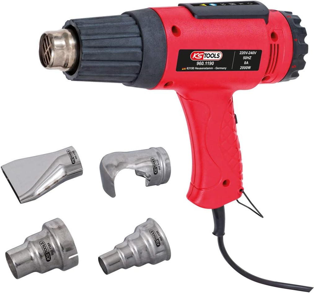 KS TOOLS Heat Air Blow Gun Set with 4 Attachments