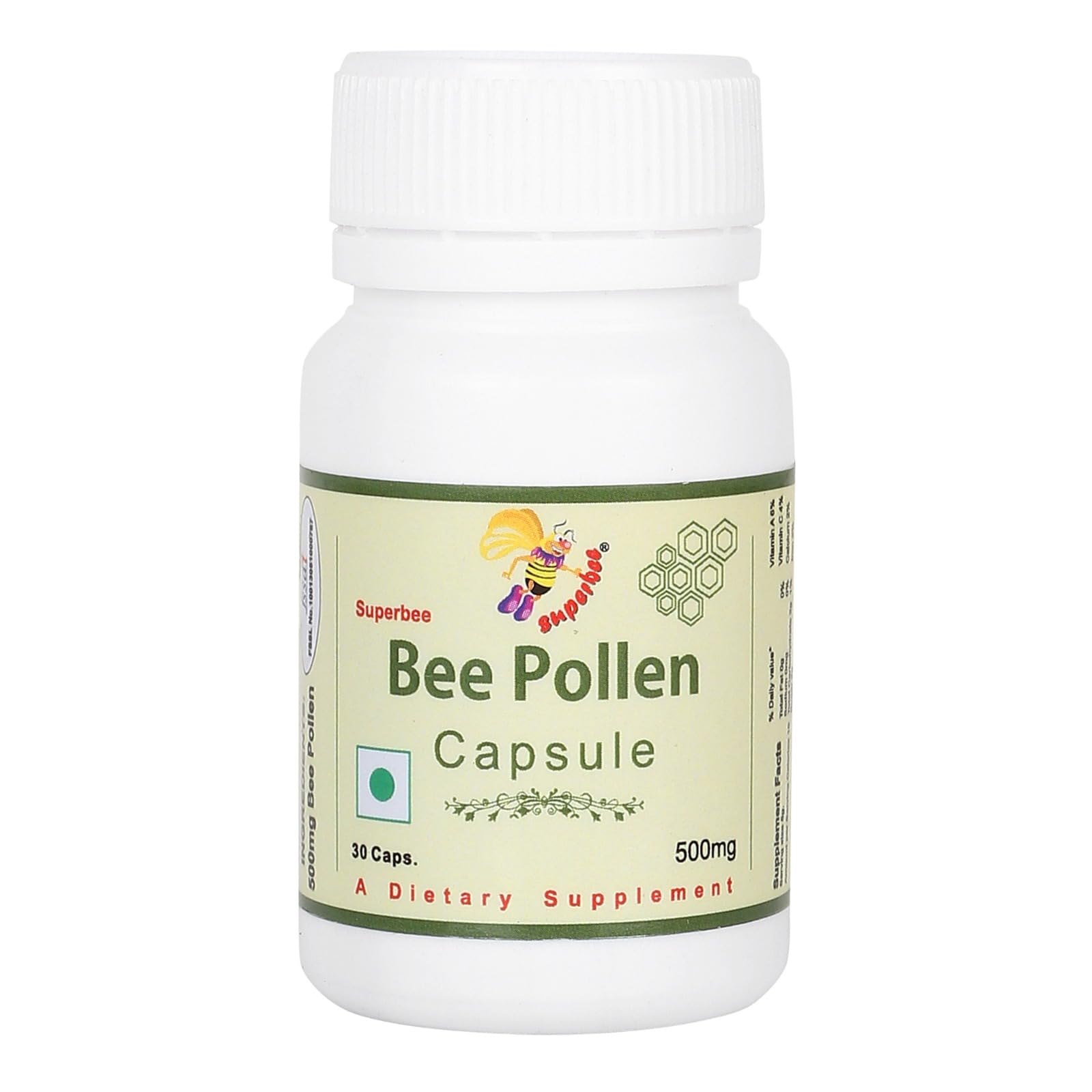 Superbee Bee Pollen Capsules 30 Pcs | Natural Superfood Supplement for Energy, Immunity, Stamina, Digestion & Overall Wellness