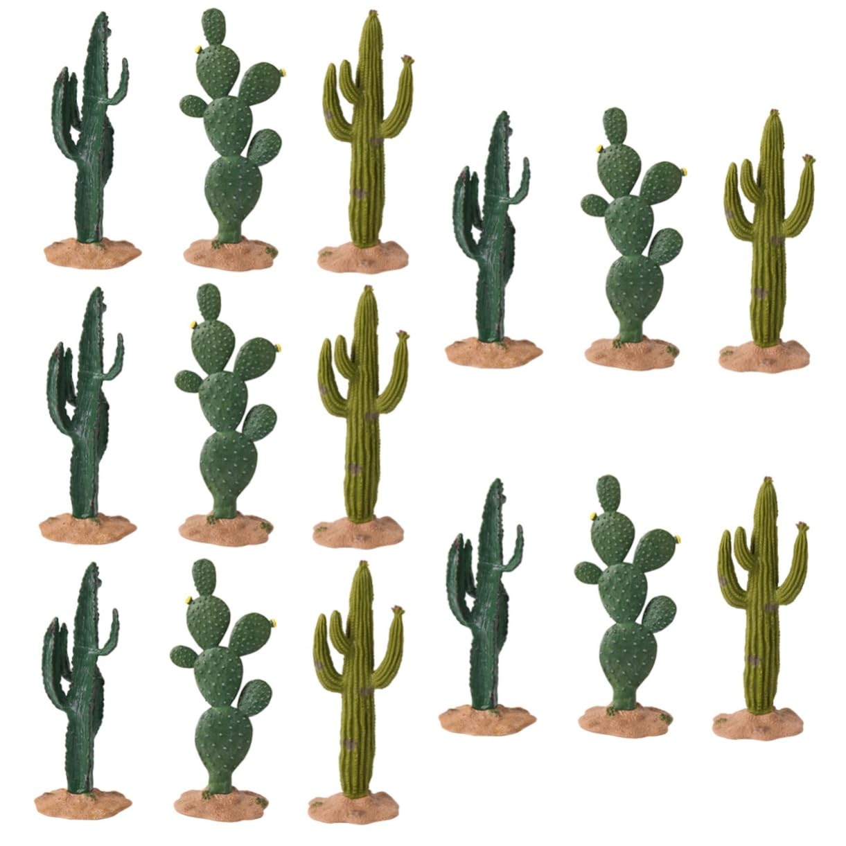 ABOOFAN 5 Juegos De Estatuas De Cactus para Jardín Adornos Simulados Figuras De Cactus Ligeras Y Portátiles 3 Piezas X 5