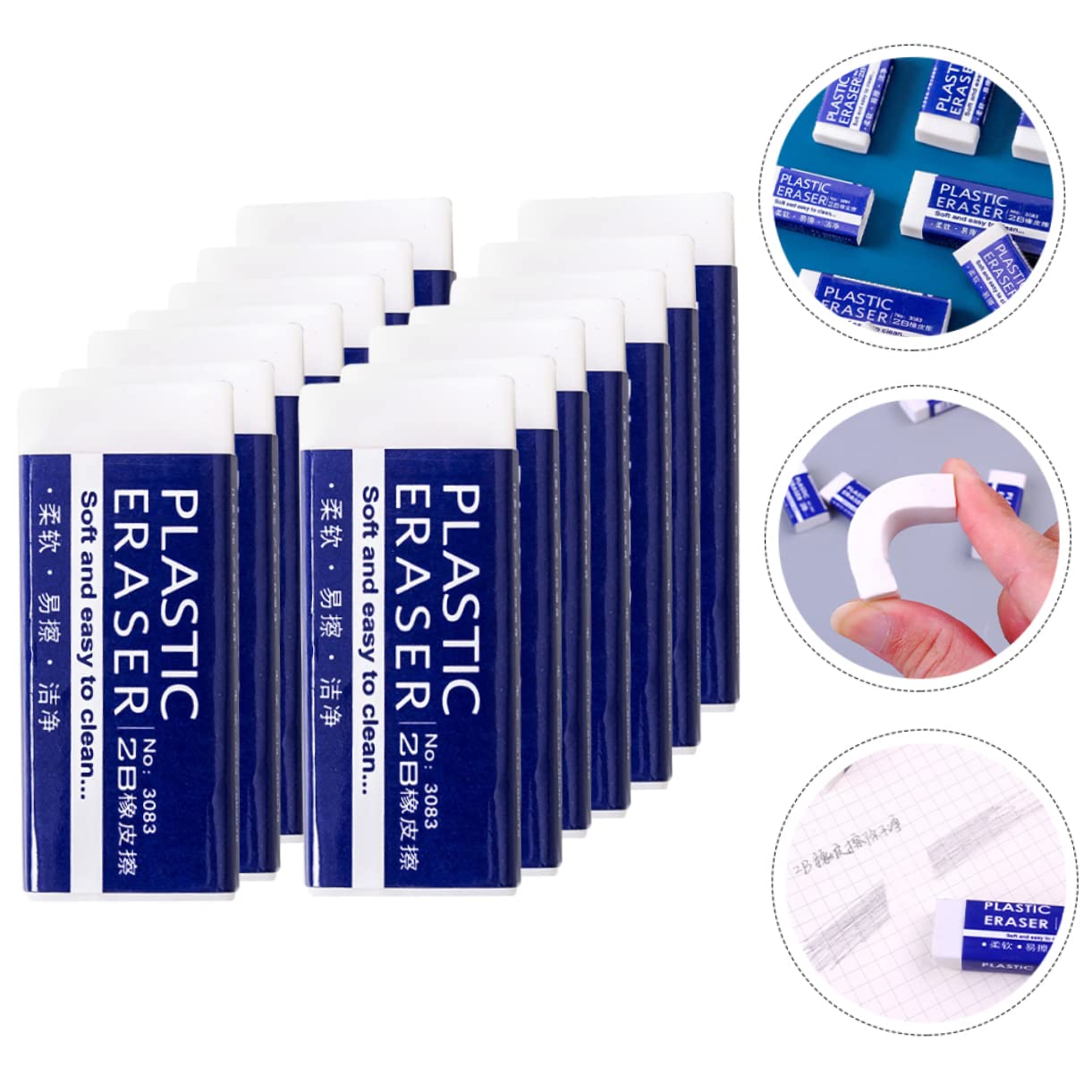 Housoutil 4 Ensembles Gommes Plastique Pour Étudiants Gomme École Pratique Et Portable Effacez Facilement Écritures Crayon Fournitures Scolaires 30 Pièces * 4