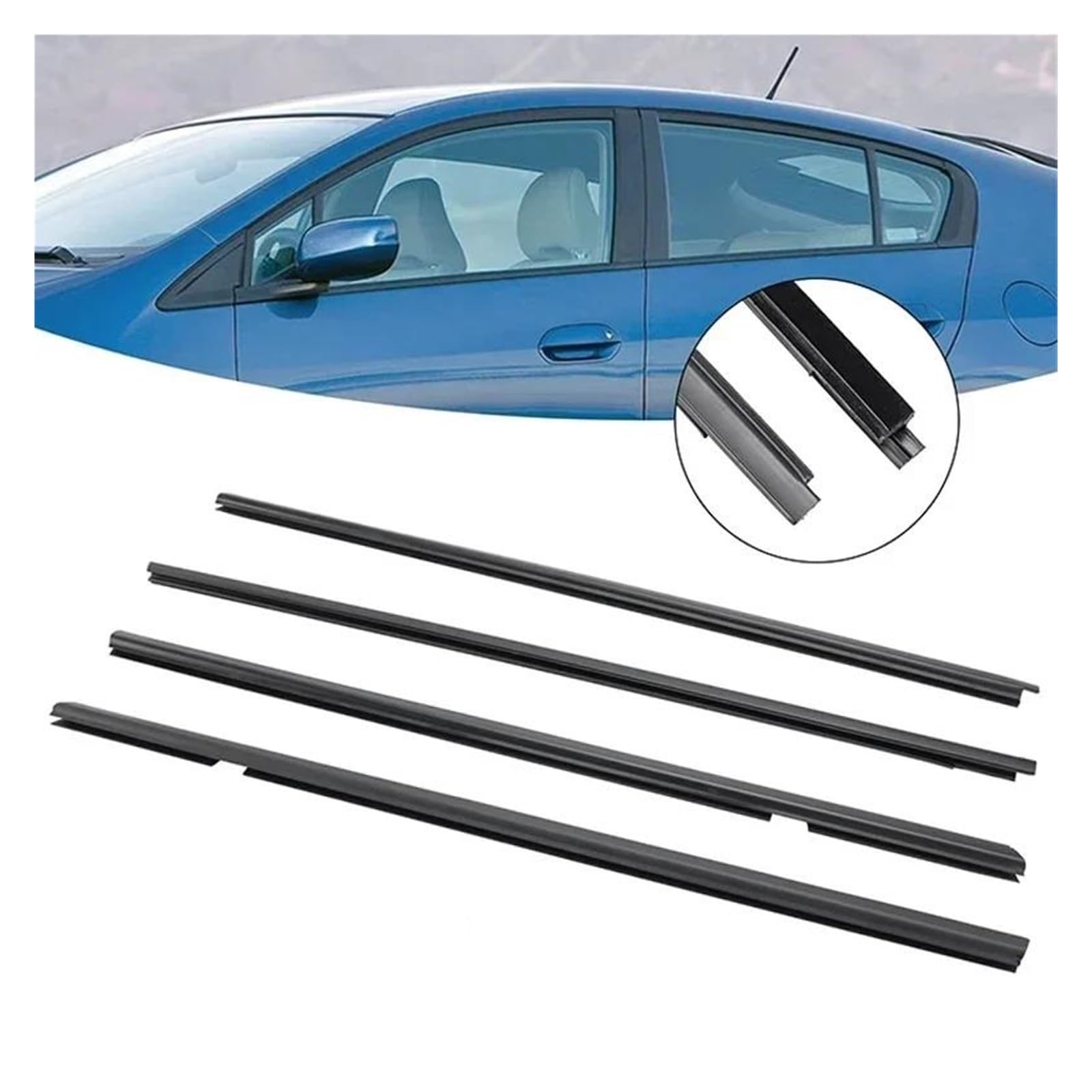 Juego de 4 Tiras de Sellado para Ventanas Laterales de Coche para Insight 2010-2014. Moldura Exterior, burlete, Cinta de presión Impermeable para Ventanas.