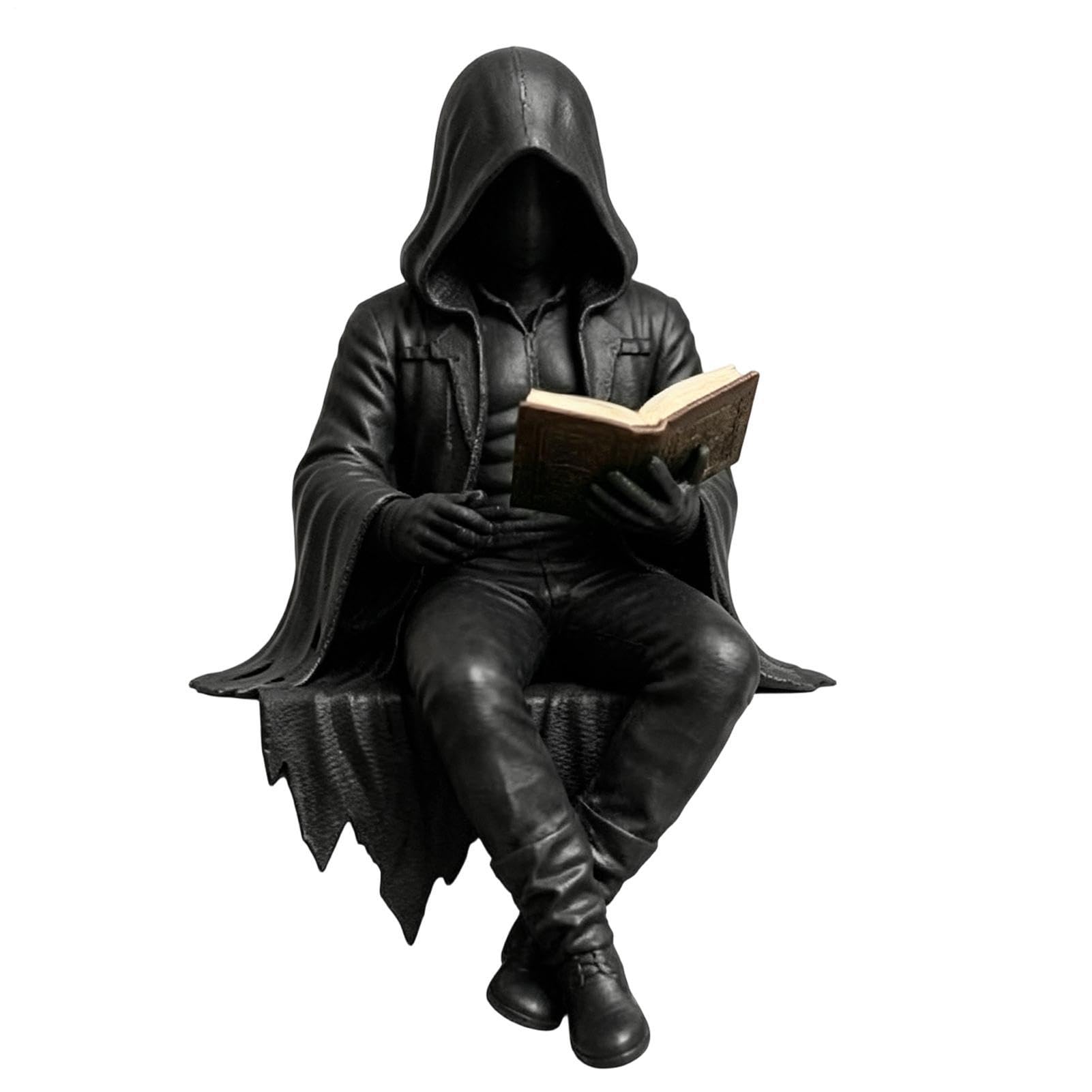 Statue squelette assis liseur pour décoration de bureau gothique et sombre