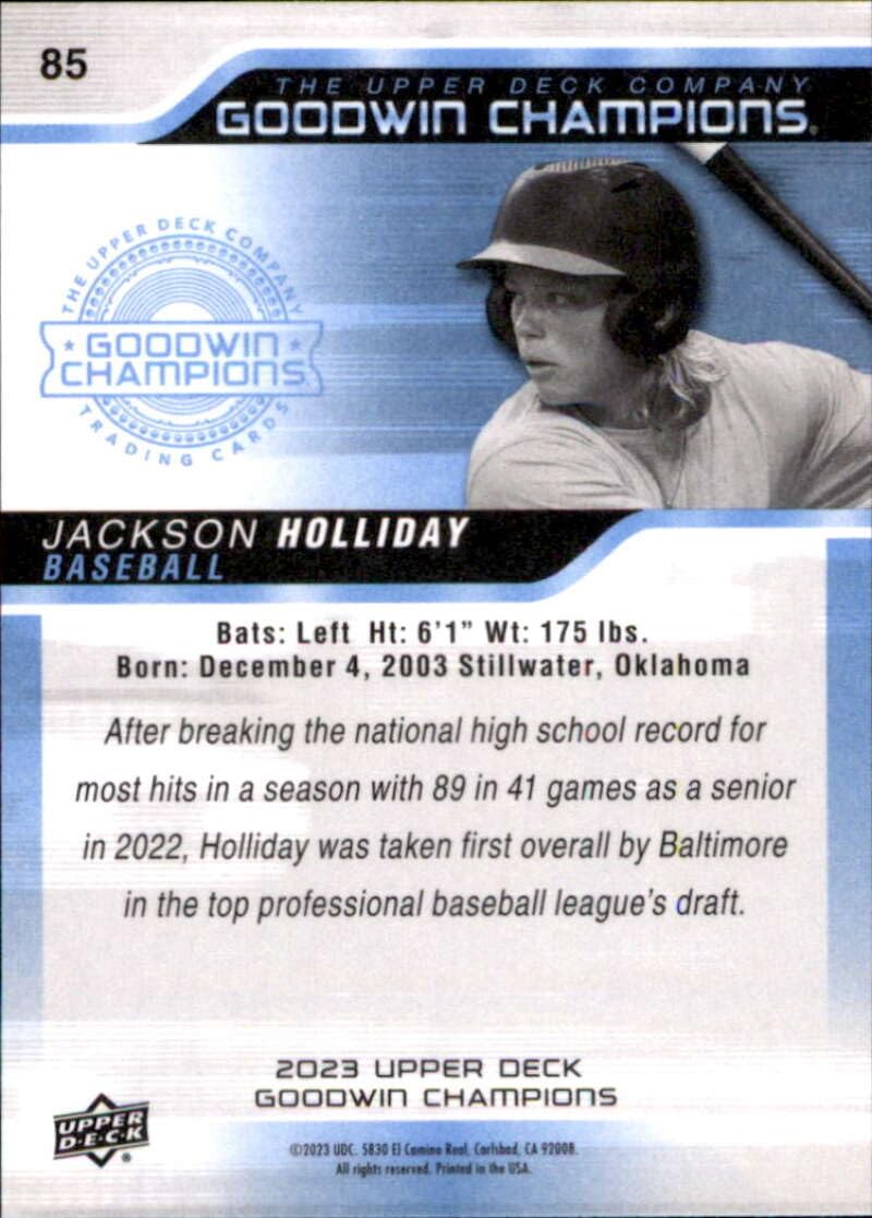 Amazon.com: 2023 Upper Deck Goodwin Champions #85 Jackson Holliday 