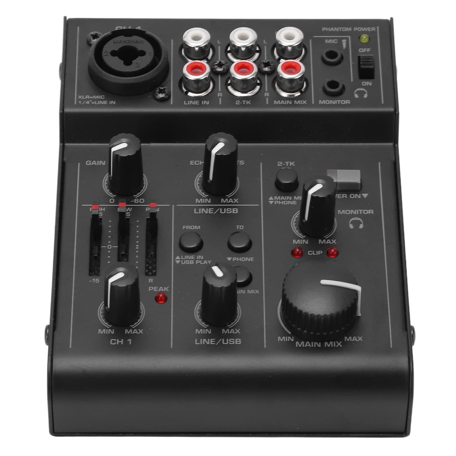 CHICIRIS Kompakter Digitaler Metallmixer, USB-betriebener Audio-Mixer-Controller mit Effekten, für Mikrofon, Computer, Laptop, PC, Mobiltelefon, Leistungsverstärker
