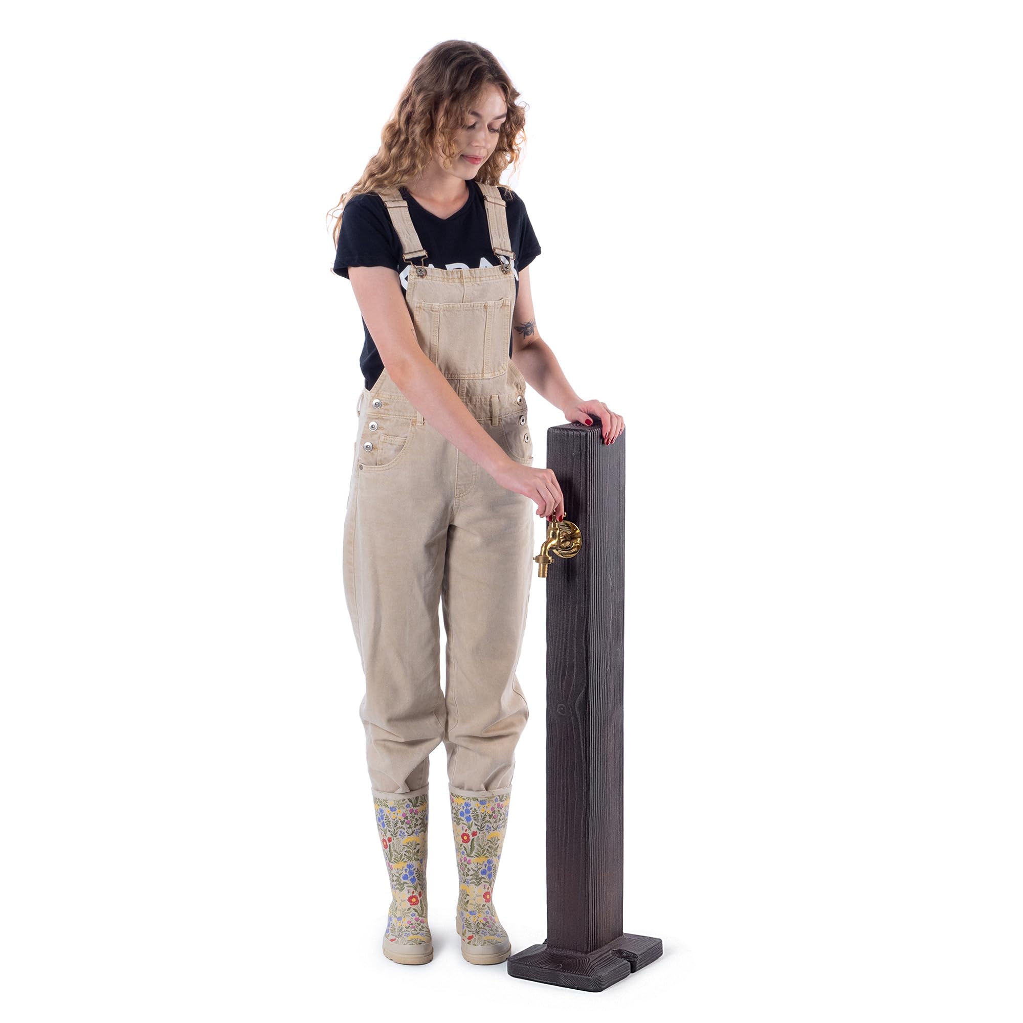 KADAX Columna de Agua de Plástico para Jardín Con Grifo Independiente (Madera)