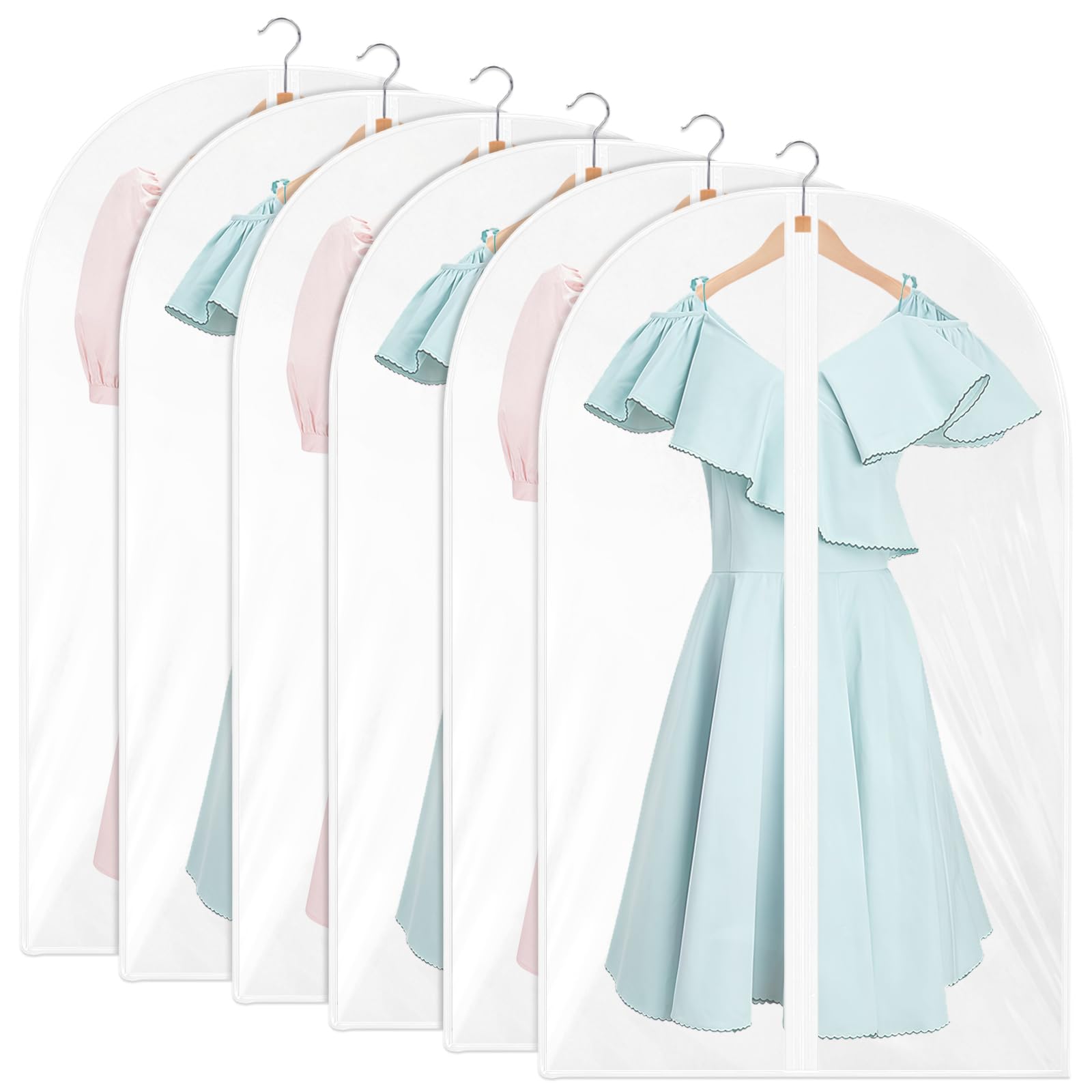 Flintronic 6 Pack Garment Bags, 60 * 100cm(24'' x 40'') Suit Bag, Dress Bags Covers Long, Dustproof Clothes Covers with Zip, Waterproof Garment Bags for Shirts, Coats, Evening Dress