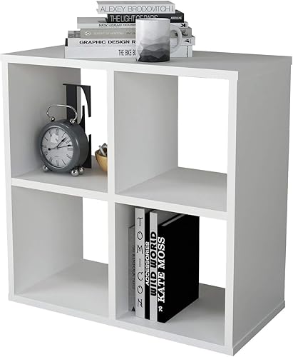 Elegante librería de cubos organizador de almacenamiento moderno estantería resistente estantería de cubo de madera blanco 24 pulgadas de alto