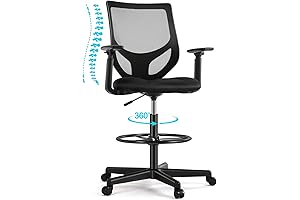 AFO Tall Drafting Chair with Adjustable Foot Ring: Ergo Comfort for Standing Desks