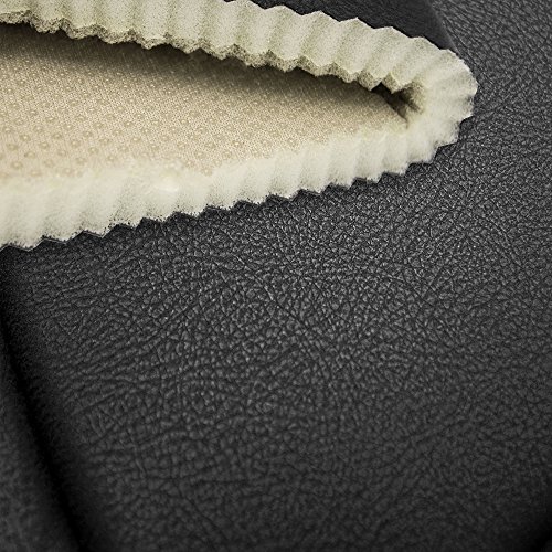 Image of FH Group Front Set Faux Leather Seat Cushions - Car Seat Covers for Low Back Seat, Universal Fit, Airbag Compatible Car Seat Cover for SUV, Sedan, Solid Black