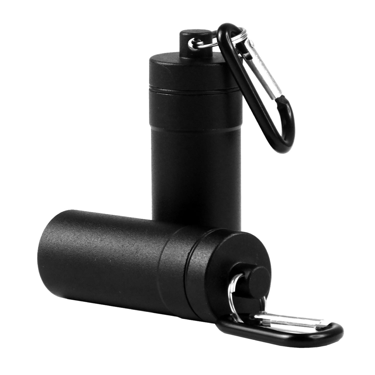 Deke Home - Waterproof Keychain Pill Holder (2 Pack), Small Aluminum Pill Case for Medicine, Vitamins & Travel, Portable Pill Container with Secure Screw Top & Carabiner, 1.9"x0.7", 1.4oz