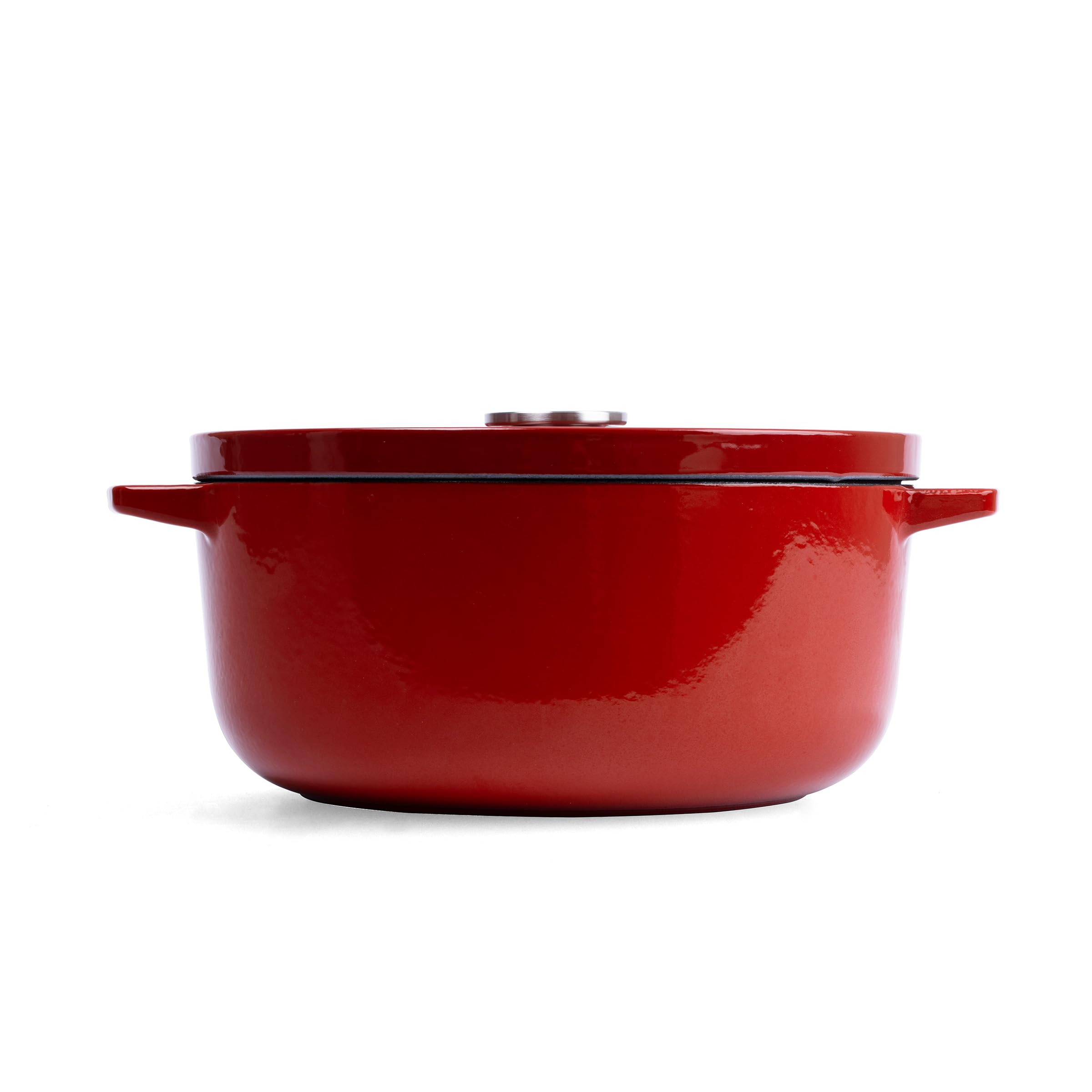 KitchenAid Cast Iron 26cm/5,2L Kasserolle mit Deckel, Hochwertig, Robust & Langlebig, Anbraten, Bräunen,Braten,PFAS-freie Emaille Innenseite,Induktion,Ergonomischer Griff,Ofenfest bis 260°C,Empire Red