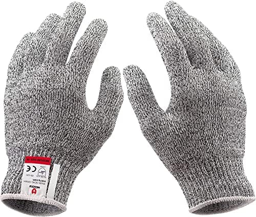 2 Pairs Cut Resistant Gloves Food Grade - Level 5 Anti-Cut Gloves with EN 388 Certified, Safety Work Gloves for Kitchen, Oyster Shucking, Fish Fillet Processing, Mandolin Slicing and Wood Carving, L