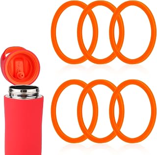 6pcs Gasket Replacements for Gatorade Kids' Bottle 12oz, Silicone Lid Seal Rings, Plastic Tumbler Cup Gasket Reusable Accessories Parts for Gatorade Kids Rookie Metal Water Bottle 12oz (Orange)