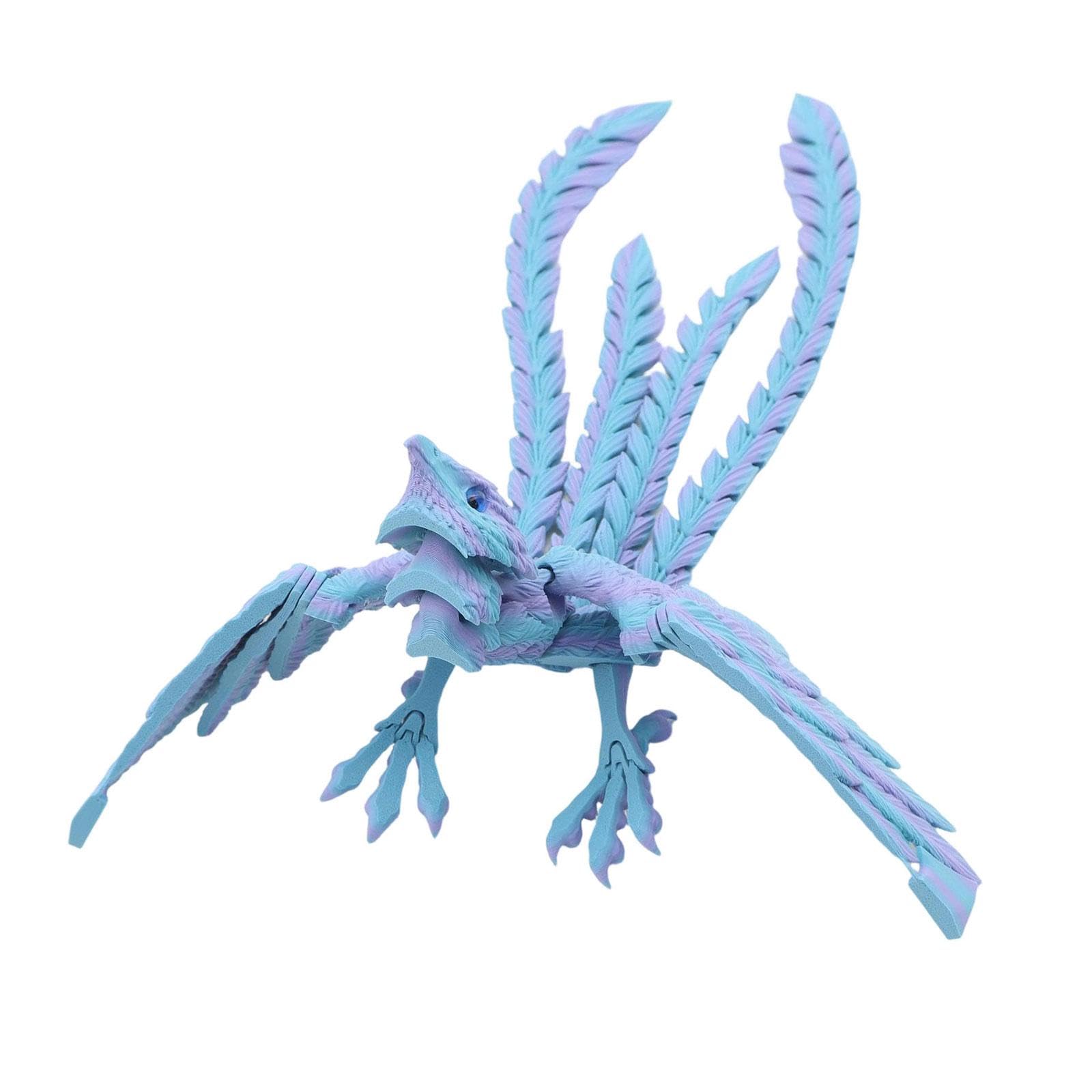 CRFFZ Fantasy Bird Statue with Poseable Articulated Joints, 3D Printed Miniature Desktop Decoration Poseable Phoenixes Statue