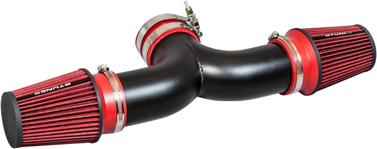 RTUNES RACING BLACK PIPE DUAL RAM AIR INTAKE + FILTER Compatible For 97-00 Chevy Corvette C5 5.7L V8