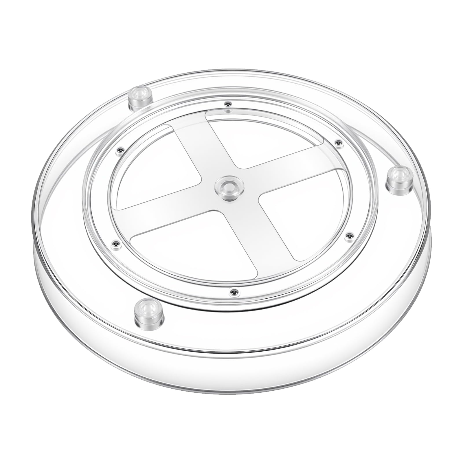 4 piatti rotanti per frigorifero, 2 dimensioni, pannello girevole trasparente, per cucina, 23,3 x 3,5 cm e 27 x 4,5 cm, vassoio girevole per spezie, dispensa