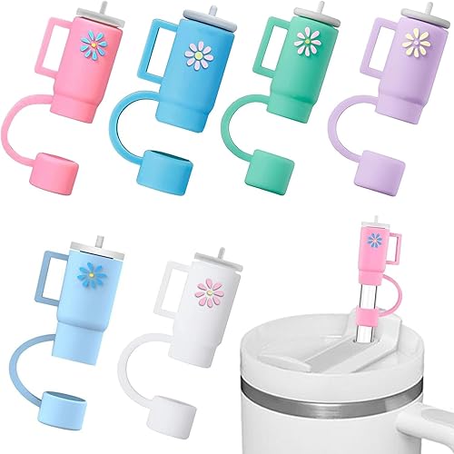 6 tapas de popote para copa Stanley, a prueba de polvo, reutilizables, punta de popote de silicona, para accesorios Stanley, cubierta protectora