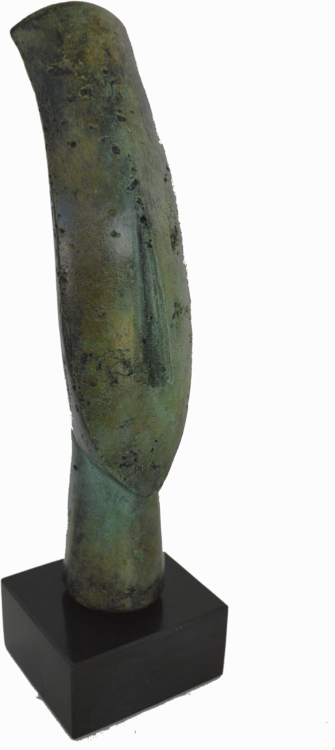 Bronze Cycladic head ancient Greek bronze reproduction sculpture on marble