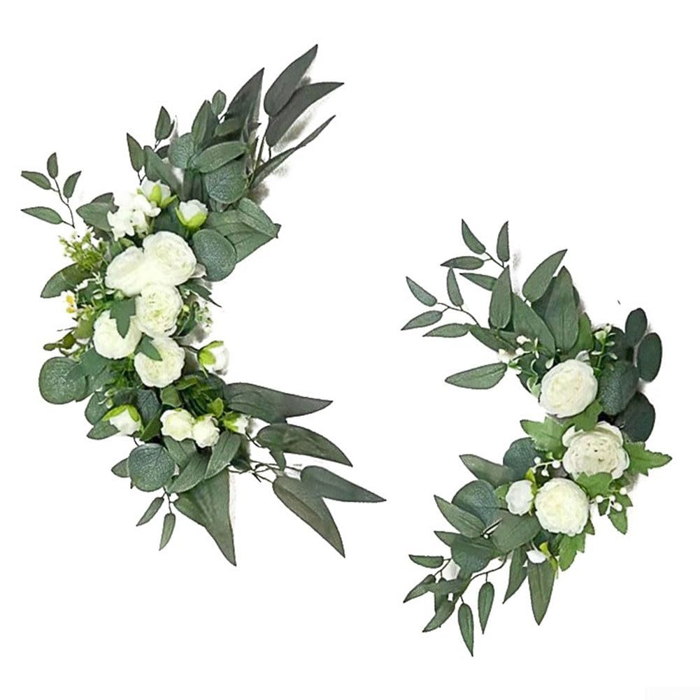 Preciosa flor de peonía de seda para decoración de boda, fácil de colgar o colocar (blanco)