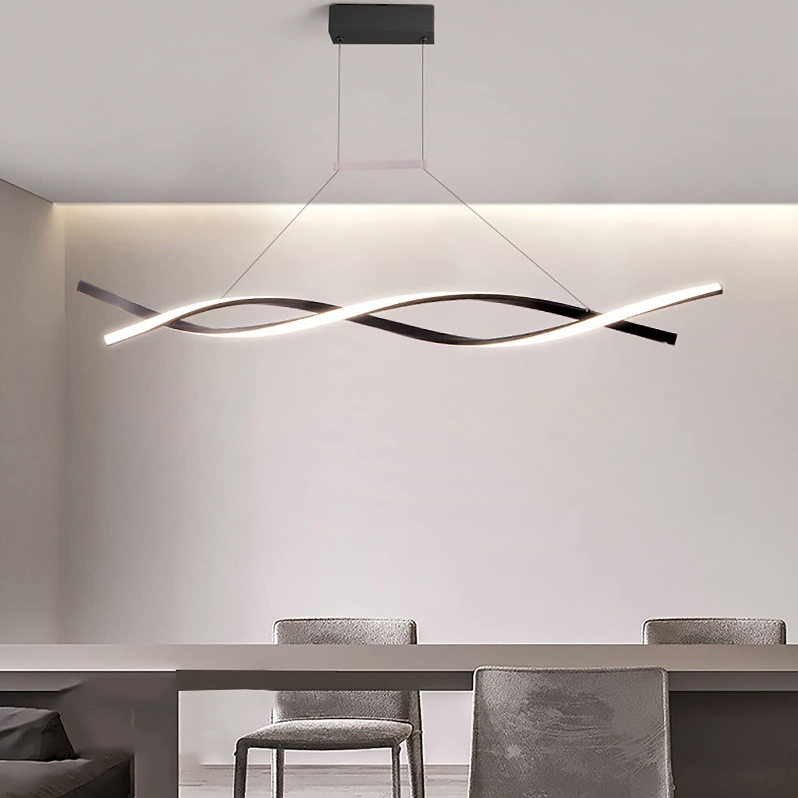 KXEcoLife Modern Ring Chandelier - Dimmable Japanese Pendant Light for Kitchen Island & Dining Room 1-Light Contemporary Circular Ceiling Lamp 50x50x6cm (20x20x2in)