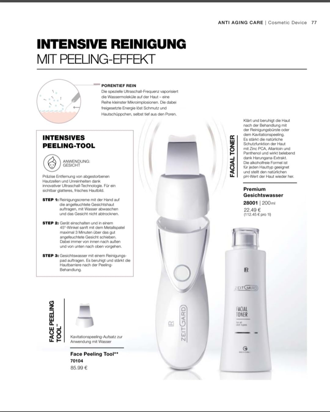 Anti-Aging Hautpflege ZEITGARD Pro Komplett-Set: Professionelles Anti-Aging Hautpflegegerät für Gesicht & Körper | 4-in-1 Ultraschall-Technologierät