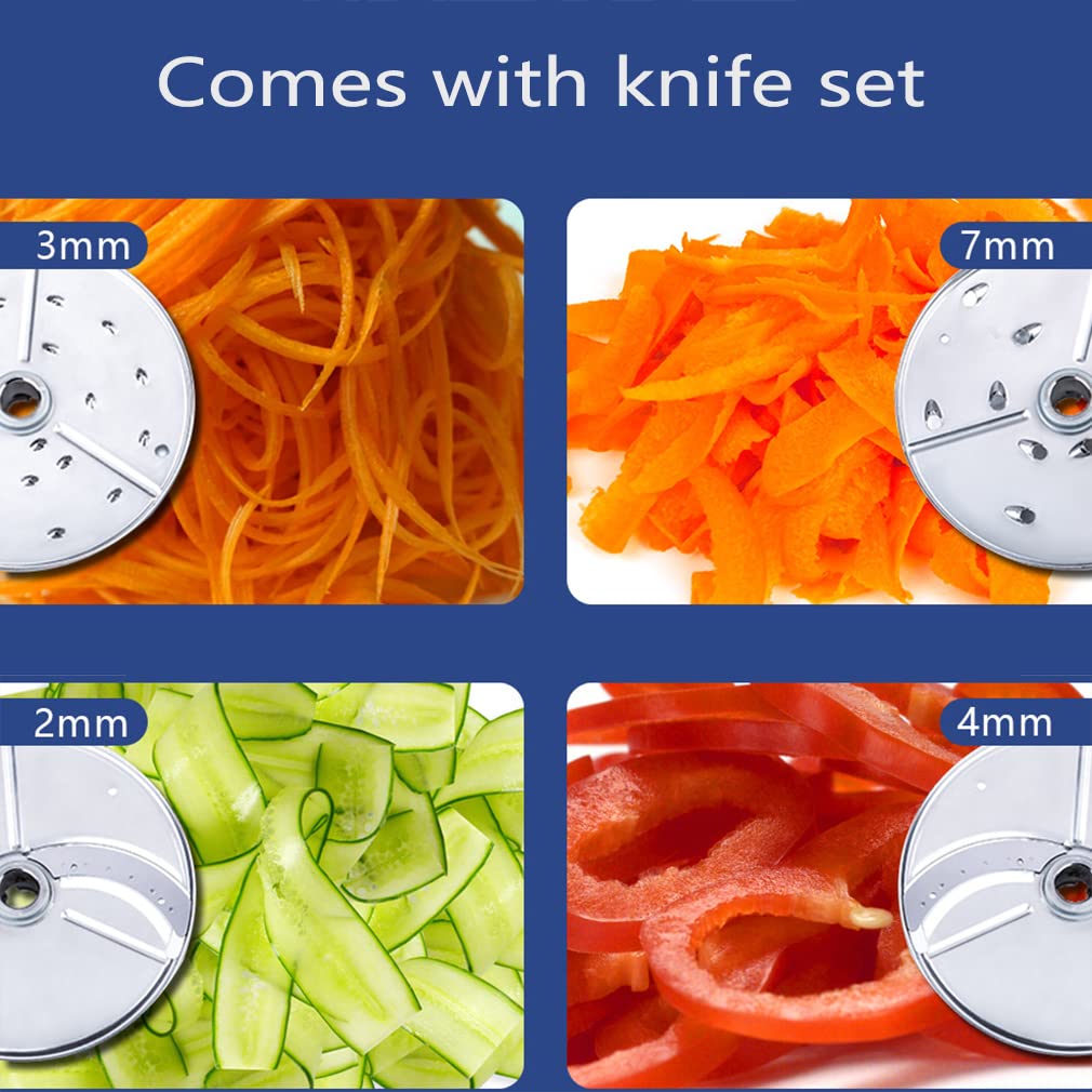 Tagliaverdure Commerciale, Tagliaverdure Automatico Multifunzione con Lame da 2/3/4/7mm, per Cipolle Patate Carote Cetrioli, Facile da Pulire