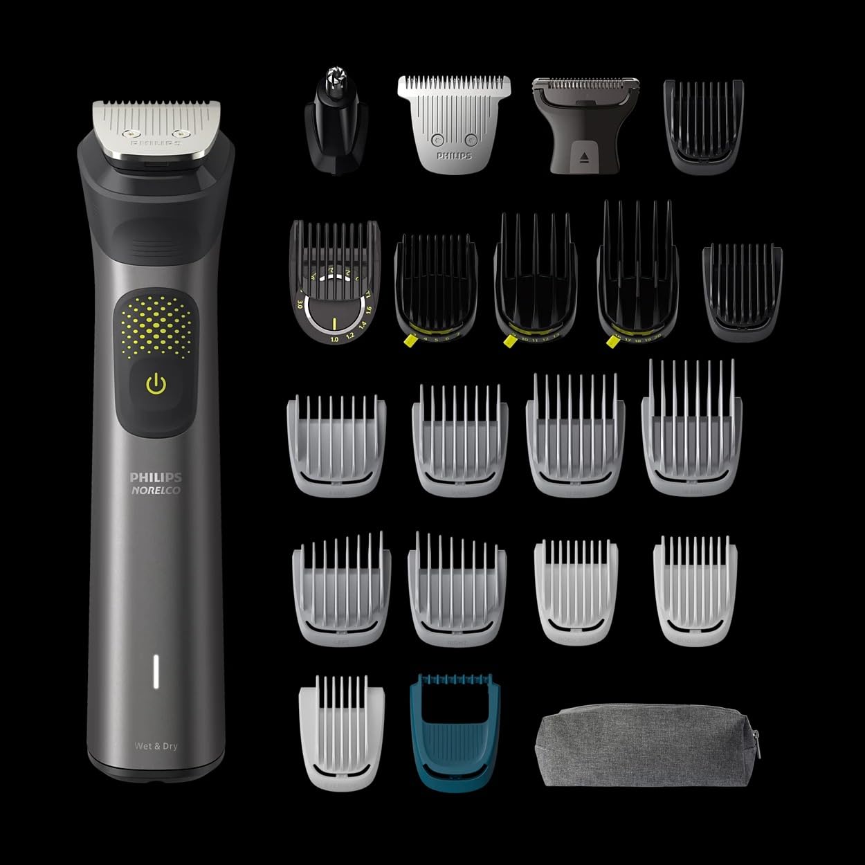 Philips Multigroom Series 9000, 20-Piece All-in-One Trimmer Set with Storage Pouch, Gray
