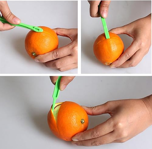 Miniatura 3 de 24 unidades de pelador de naranja, herramienta para pelar frutas cítricas de naranja, cortador de cáscara de pomelo de limón de plástico, para