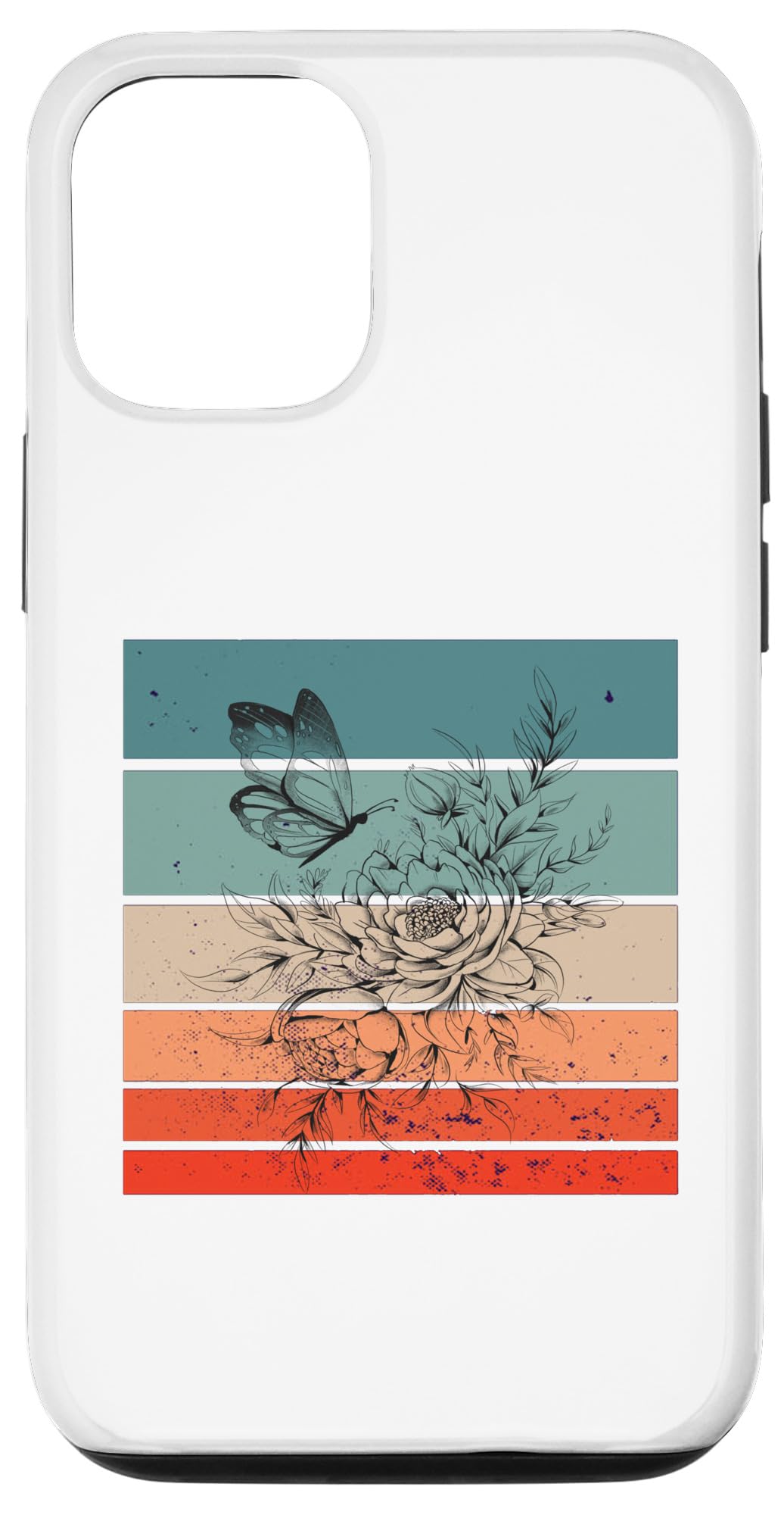 iPhone 13 Butterfly Floral Bloom Garden Ink Petals Wings Blossoms Case