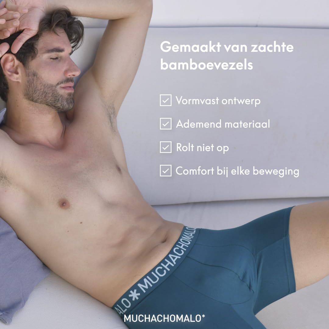 Muchachomalo Hombre Bóxer 4-Pack, Liso, Bambú, Cinturilla Elástica