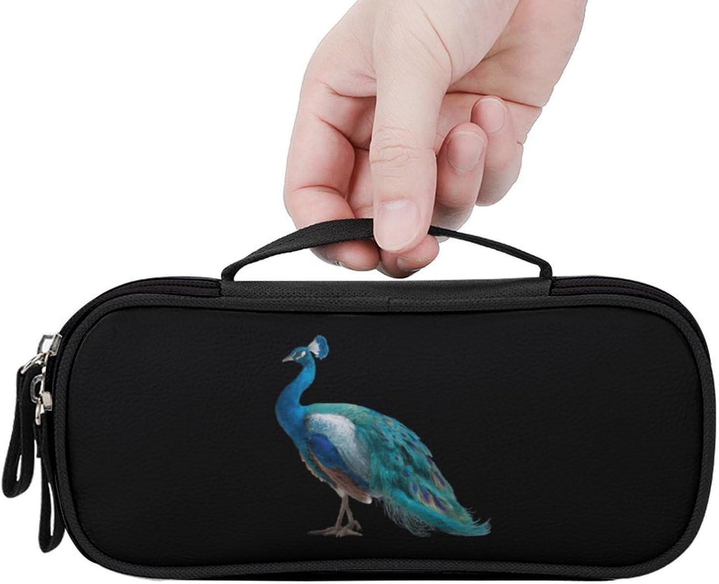 Peacock Bird Travel Makeup Bag Tote Cosmetic Organizer Handbag image 3