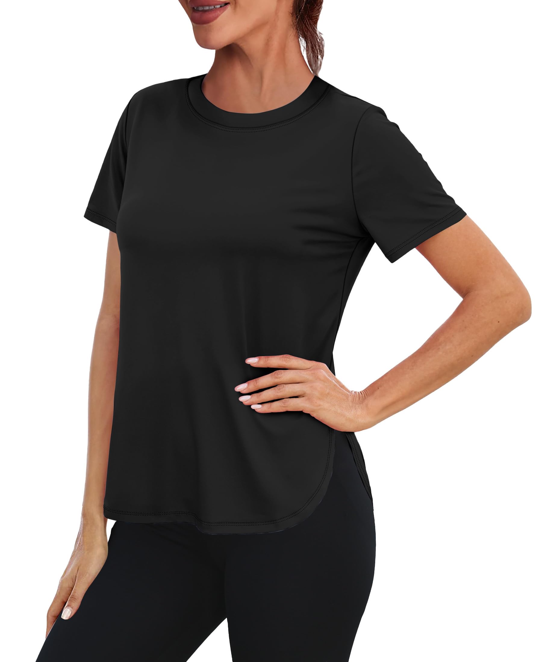 Women's Workout Tops for Women Sun Shirts UPF 50+ Short Sleeve UV Protection Shirt Lightweight Quick Dry Hiking Top for Women — view 2